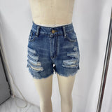 2000s Tassel Ripped Hot Denim Shorts