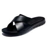 Men Italian PU Leather Slip-On Slippers