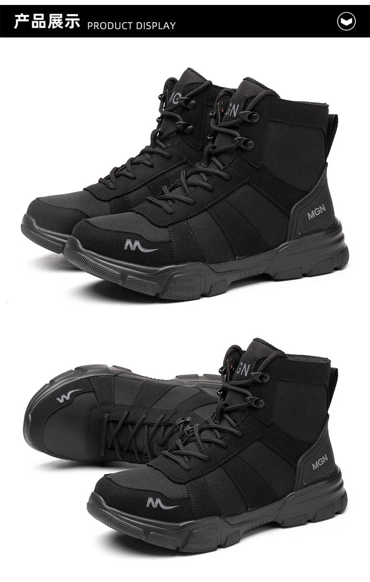 Women Safety Shoes Rotating Button Work Sneakers