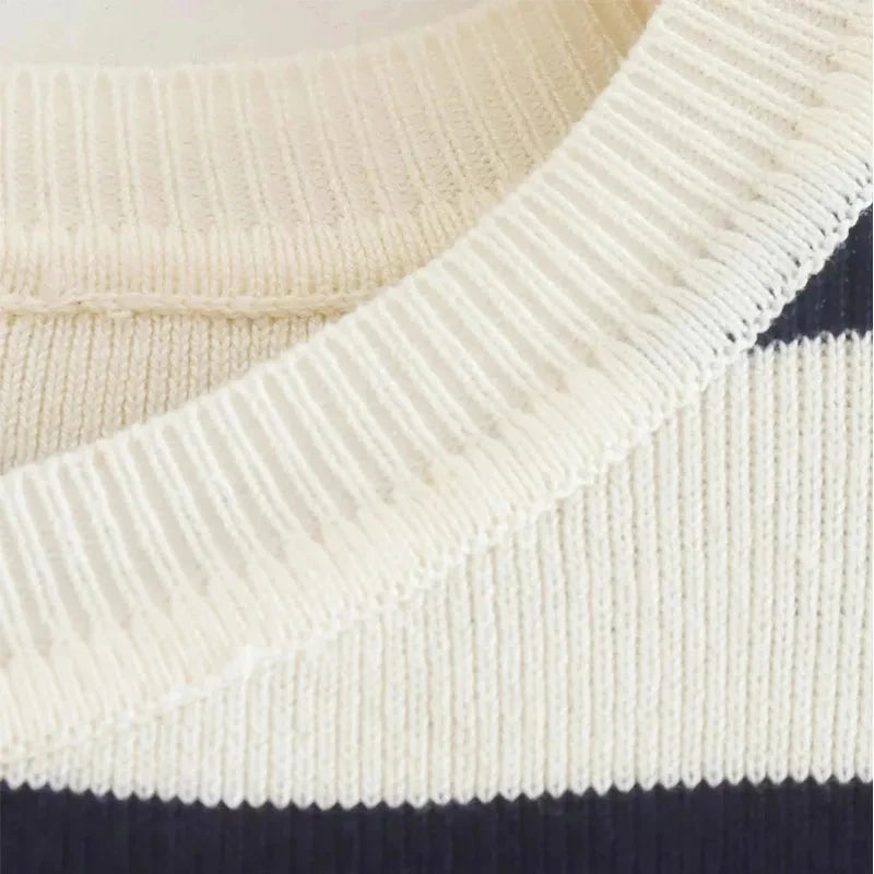Women Striped Crop Knit Sweater
