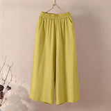 Women Wide Leg Cropped Pants with Pockets