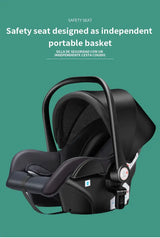 Safety seat designed as an independent portable basket for infants and toddlers, featuring a comfortable and secure design.