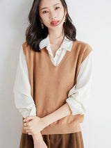 Women Loose V-Neck Knit Vest