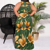 Women 3D Print Halterneck Maxi Dress