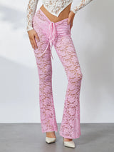 Women Lace Flare See-Through Pants
