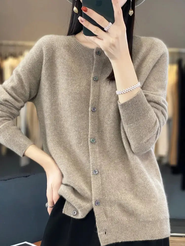 Women Merino Wool Cashmere Cardigan