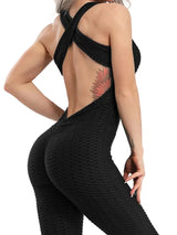 FlexFemme™ – Backless Halter Fitness Jumpsuit (Breathable, Sculpting & Supportive)