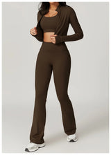 Women's Sexy Zip Long Sleeve Yoga Jacket – Workout Running Cycling Top