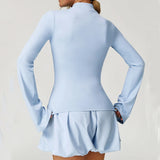 Women's Standing Collar Long Sleeve Yoga Jacket – Summer Training Top