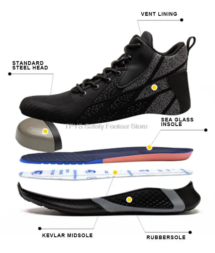 Men High Top Indestructible Safety Boots