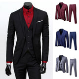 Men Slim Fit 3-Piece Formal Suit
