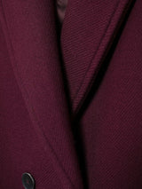 Burgundy Woolen Double Breasted Winter Coat
