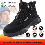 Men Rotating Button Steel Toe Safety Work Shoes