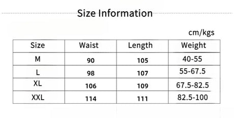 Size information chart for maternity dress showing measurements for M, L, XL, and XXL sizes in cm and kg.