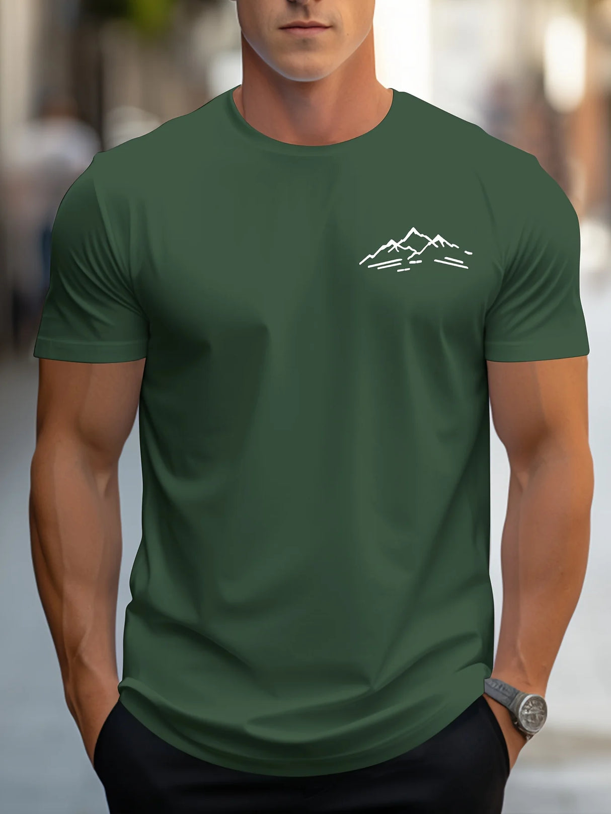 Men Mountain Print Tee