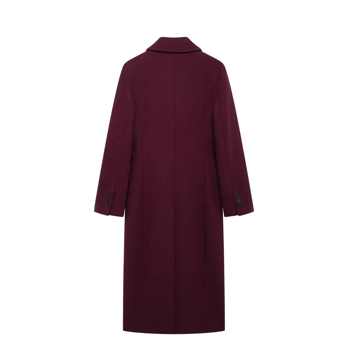 Women Burgundy Woolen Double Breasted Coat
