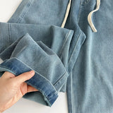 Women Silk Washed Wide Leg Jeans