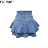 PatchSkirt™ – Ruched Pleated Denim Skirt (Streetwear, Button Detail)