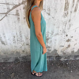 ZenFit™ – V-Neck Wide Leg Sleeveless Jumpsuit (Minimal, Cool & Flexible)