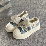 Women Canvas Shoes Thick Sole White Sneakers