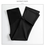 Y2K bootcut maternity pants in black ice silk, suitable for summer, made of polyester, available in multiple sizes.