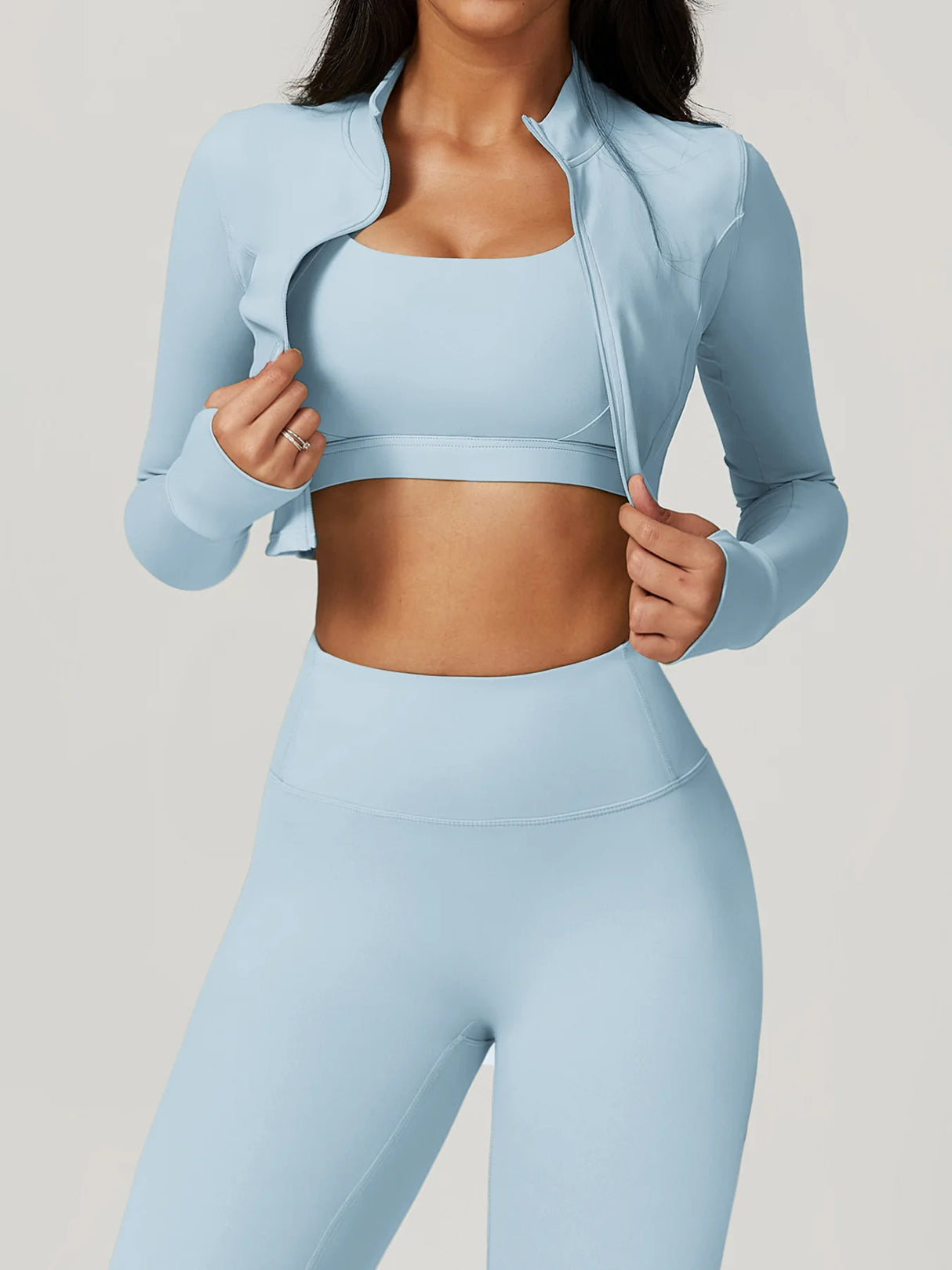 Women's Sexy Zip Long Sleeve Yoga Jacket – Workout Running Cycling Top