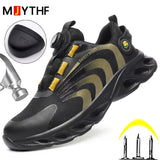 Men Lightweight Rotary Buckle Safety Shoes