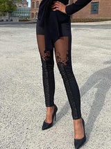 Women Sheer Lace Trousers