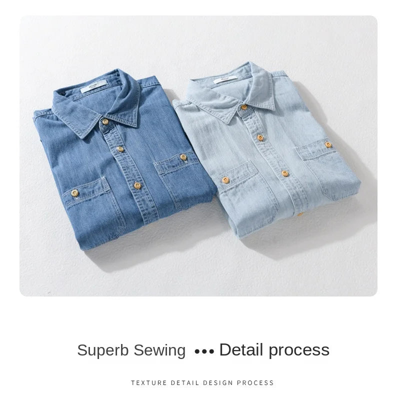 Men Denim Short Sleeve Shirt