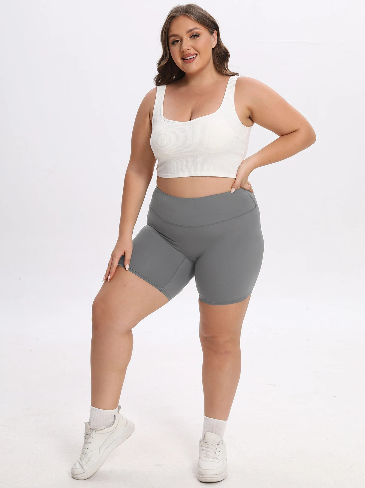 Women High Waist 3 Pocket Bike Shorts