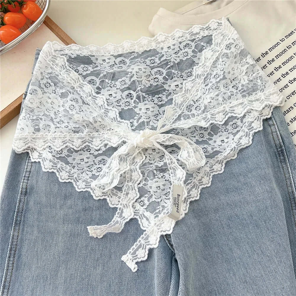 Women Embroidered Lace Mini Apron Skirt