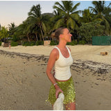 Women Sequin Tassel Party Skirt