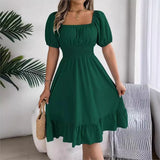 Women Square Neck Summer Dress