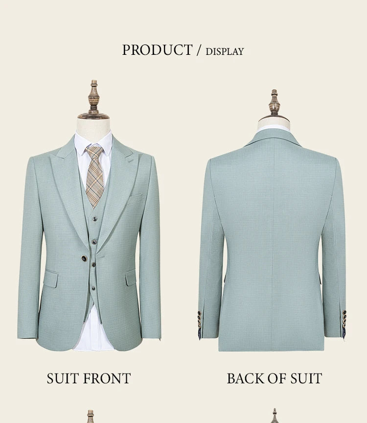 Men Slim Fit Green Summer Suit