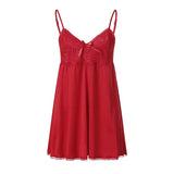 Women Plus Size Lace Nightgown Sexy Deep V Sleepwear