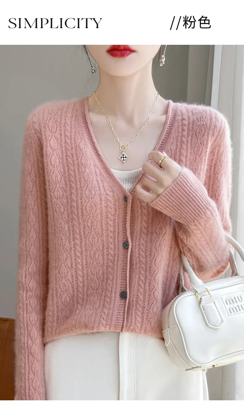 Women Merino Wool Cashmere Cardigan