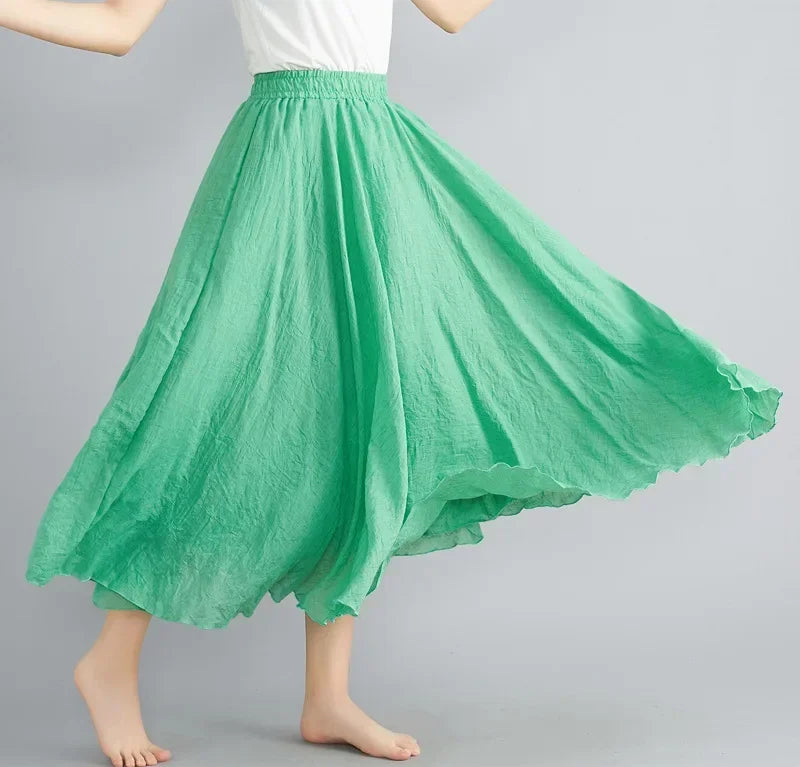 Women Linen Maxi Skirt
