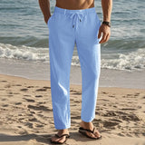Men Drawstring Linen Pants