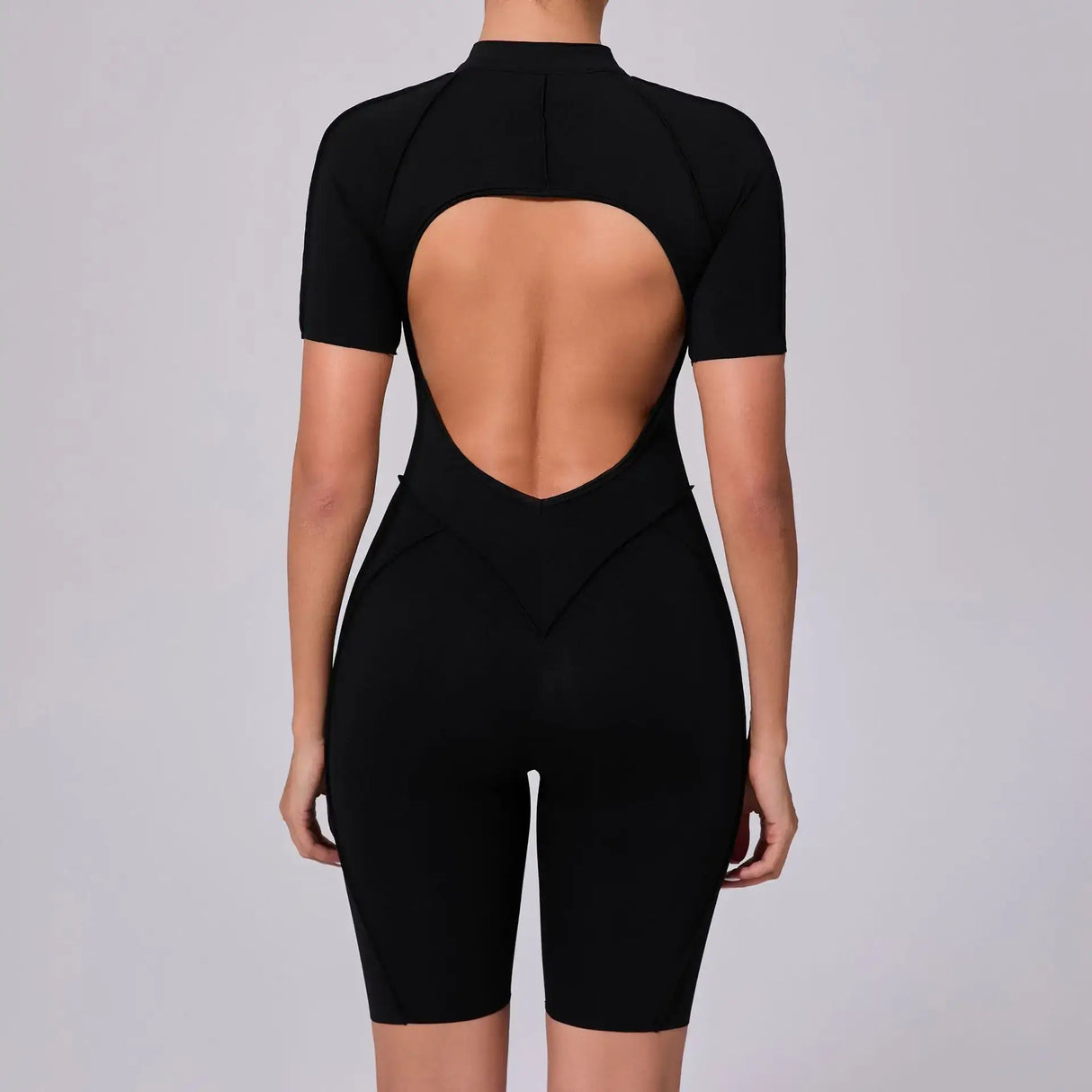 Women Sports Zipper Short Jumpsuit