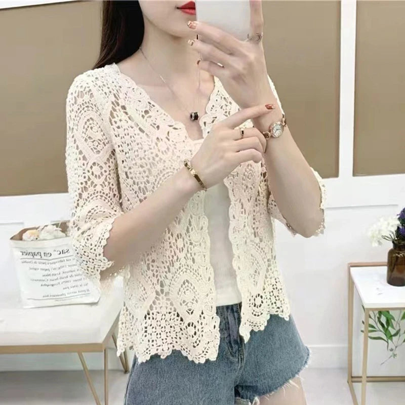 Women's Knitted Lace Shrug Cardigan