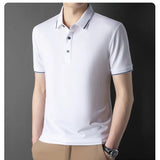 Men Luxury Silk Cotton Polo Shirt