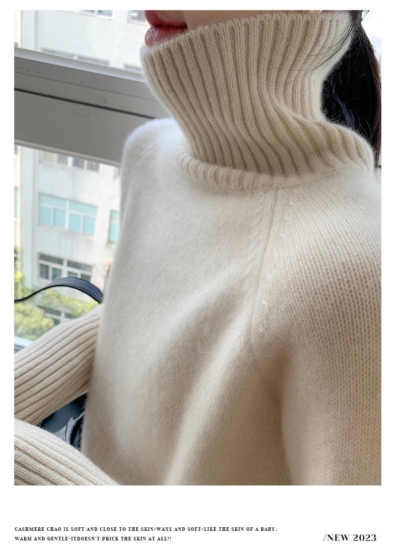 Women's Loose Turtleneck Cashmere Sweater