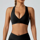 Women Deep V Hollow Back Sports Bra