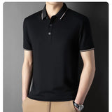 Men Luxury Silk Cotton Polo Shirt