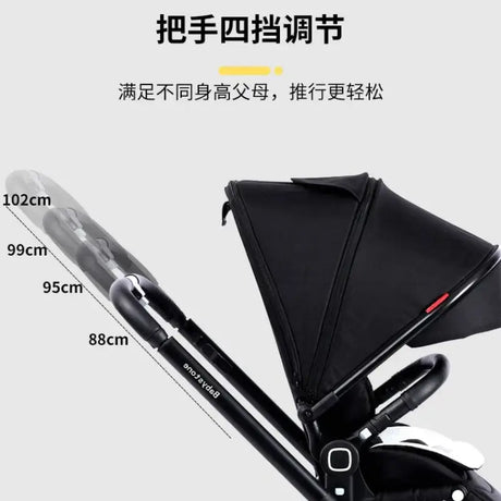 Adjustable height features of Highview Baby Stroller, showing different configurations for optimal parent comfort.