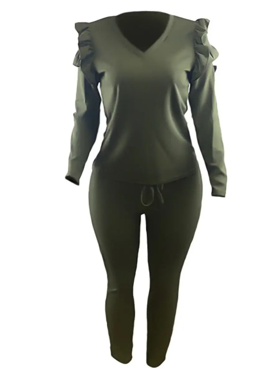 Women Plus Size Striped Pants Set