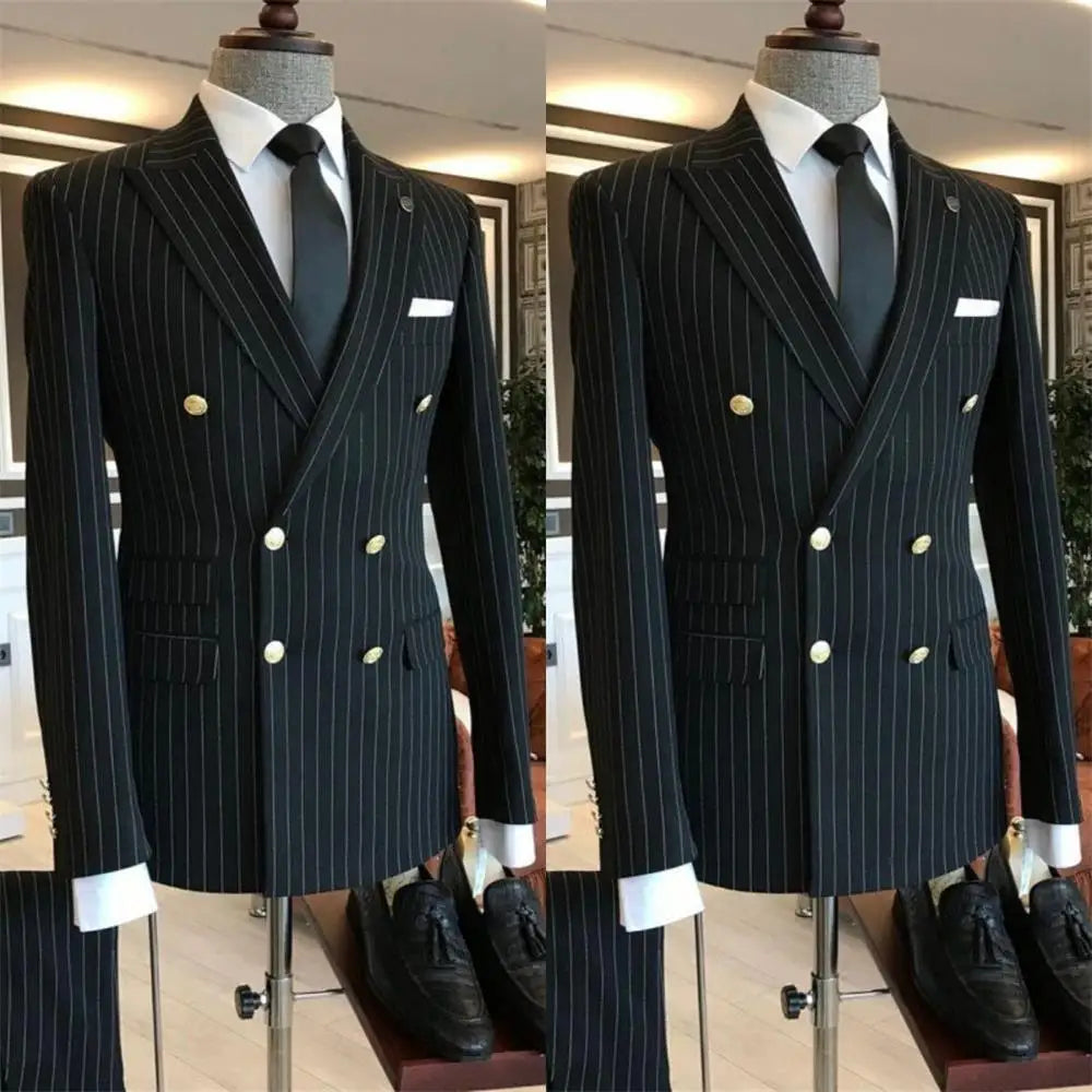 Men Striped 2-Piece Suit