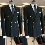 Men Striped 2-Piece Suit