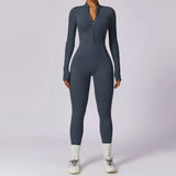 Women Fitness Zipper Long Sleeve Jumpsuit