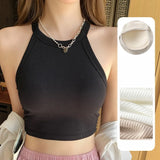 CotPad™ knitted back camisole in black, featuring a stylish tank top design for women, perfect for casual wear.